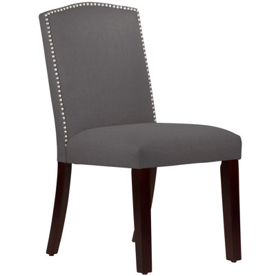 Nadia Parsons Chair with Nail Buttons Upholstery Linen Cindersmoke