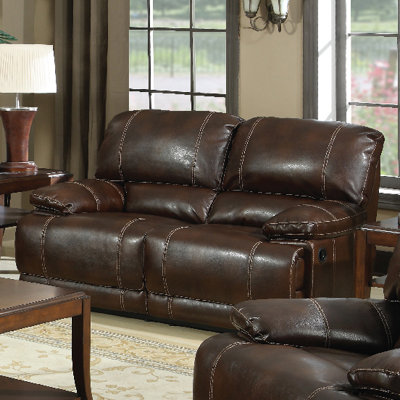 3350-2R PLKH1007 E-Motion Furniture Mt. Hood Leather Reclining Loveseat