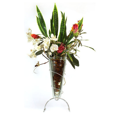 Tropicals and Sansevieria in Glass Metro Vase image