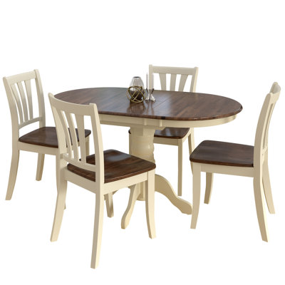 Wallace 5 Piece Dining Set Finish: Dark Brown/Cream