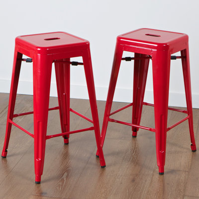 Kristen 30 inch Bar Stool Upholstery: Red