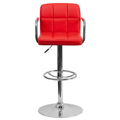 Faith Adjustable Height Swivel Bar Stool Upholstery: Red