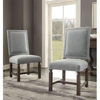 Distressed Wood Side Chair Upholstery: Blue Linen