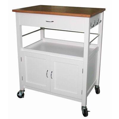 Guss Kitchen Island Cart with Natural Butcher Block Bamboo Top