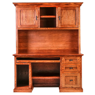Mission Computer Desk With Hutch Finish Golden Oak