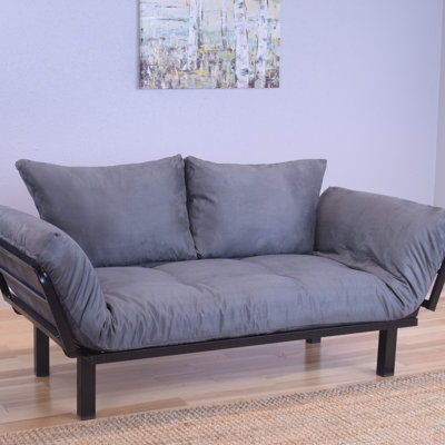 Ebern Designs EBND5028 Everett Black Convertible Lounger Futon and Mattress Mattress