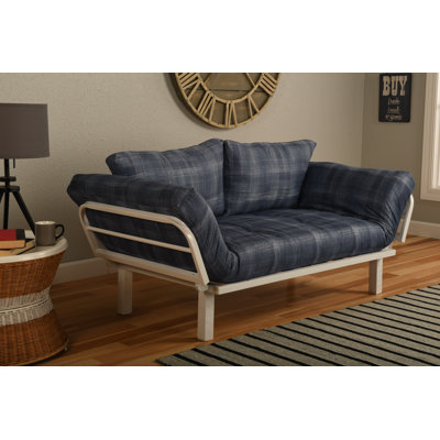 Ebern Designs EBND5034 Everett Convertible Lounger in Dungaree Futon and Mattress