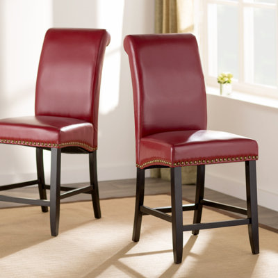Mather 24 inch Bar Stool (Set of 2) Upholstery: Red