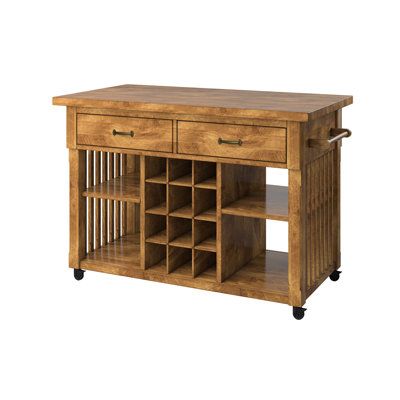 Fortville Kitchen Cart with Wood Base Finish: Oak
