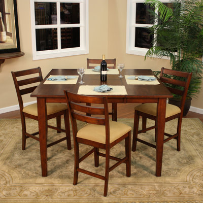 Este 5 Piece Counter Height Pub Set Finish Brown