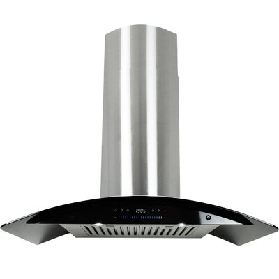 36 760CFM Stainless Steel Tempered Glass Wall Mount Range Hood with LED Slide Touch Control image