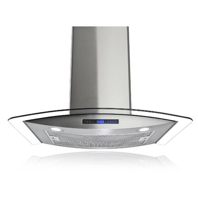 30 870CFM Stainless Steel Tempered Glass Island Mount Range Hood with LED Touch Control image