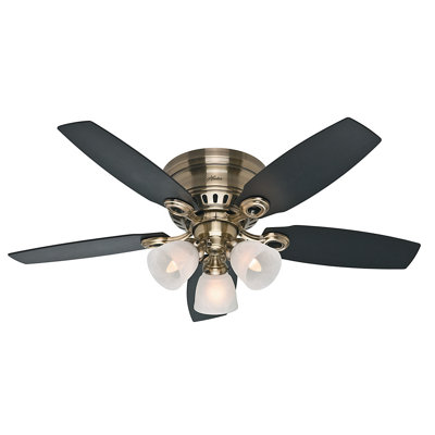 46 Hatherton 5 Blade Ceiling Fan Finish: Antique Brass with Black Oak/Dark Walnut Blades image