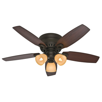 46 Hatherton 5 Blade Ceiling Fan Finish: Bronze with Roasted Walnut/Yellow Walnut Blades image