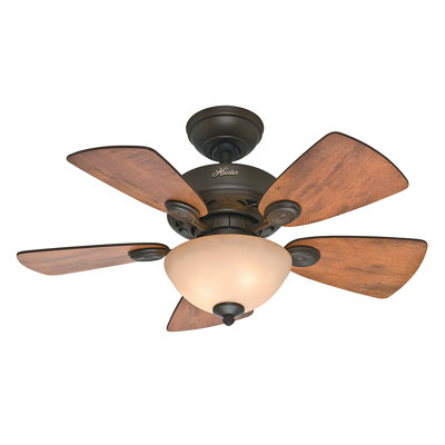 34 Watson 5 Blade Ceiling Fan Finish: Bronze with Cabin Home/Walnut Blades image