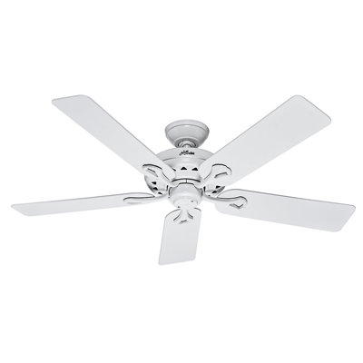 52 The Savoy 5 Blade Ceiling Fan Finish: White with Light Oak/White Blades image