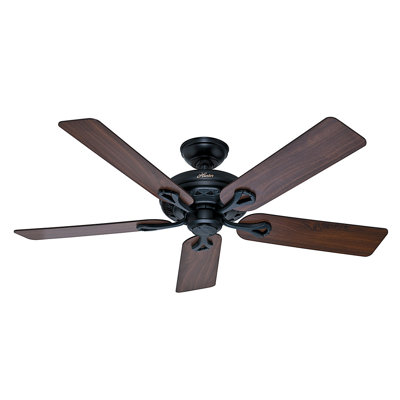 52 The Savoy 5 Blade Ceiling Fan Finish: Matte Black with Walnut/Light Cherry Blades image
