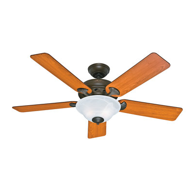 52 The Brookline 5 Blade Ceiling Fan Finish: Provencal Gold with Light Cherry/Medium Oak Blades image