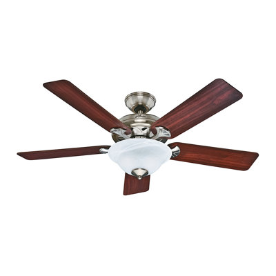 52 The Brookline 5 Blade Ceiling Fan Finish: Brushed Nickel with Maple/Cherry Blades image