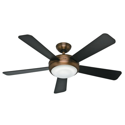 52 Palermo 5 Blade Ceiling Fan with Remote Finish: Brushed Bronze with Black/Walnut Blades image