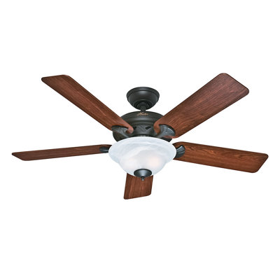 52 The Brookline 5 Blade Ceiling Fan Finish: Bronze with Dark Cherry/Medium Oak Blades image
