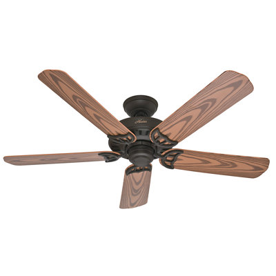 52 Bridgeport 5 Blade Ceiling Fan Finish: Bronze with Oak Plastic Blades image