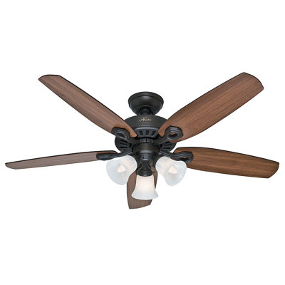 52 Builder Plus 5 Blade Ceiling Fan Finish: Bronze with Harvest Mahogany/Brazilian Cherry Blad image