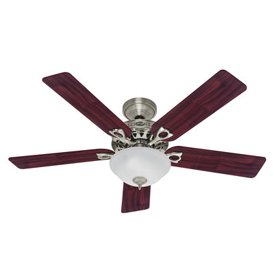 52 The Astoria 5 Blade Ceiling Fan Finish: Brushed Nickel with Cherry/Maple Blades image