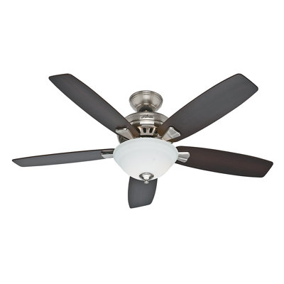 52 Banyan 5 Blade Ceiling Fan Finish: Brushed Nickel with Dark Walnut/Medium Walnut Blad image