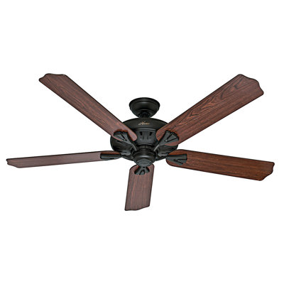 60 The Royal Oak 5 Blade Ceiling Fan with Remote Finish: Bronze with Dark Cherry/Medium Oak Blades image