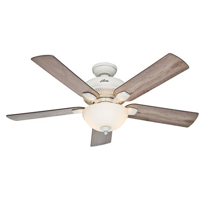 54 Matheston 5 Blade Ceiling Fan Finish: Cottage White with Gray Pine Blades image