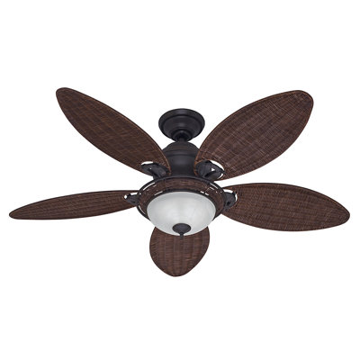 54 Caribbean Breeze 5 Blade Ceiling Fan Finish: Weathered Bronze with Antique Dark Wicker Blades image