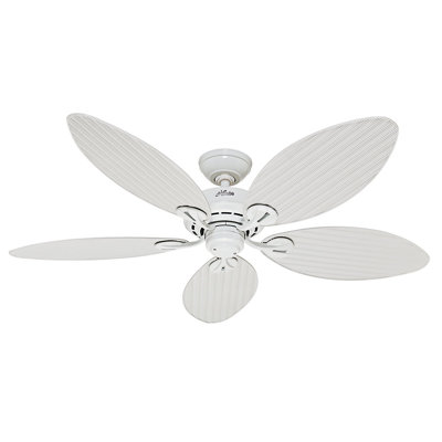 54 Bayview 5 Blade Ceiling Fan Finish: White with White Wicker Blades image