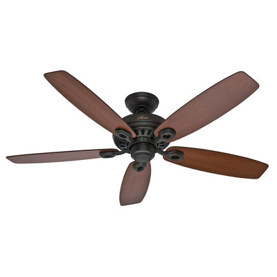52 Markham 5 Blade Ceiling Fan Finish: Bronze with Yellow Walnut/Roasted Walnut Blades image