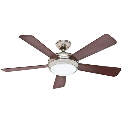 52 Palermo 5 Blade Ceiling Fan with Remote Finish: Brushed Nickel with Cherry/Maple Blades image