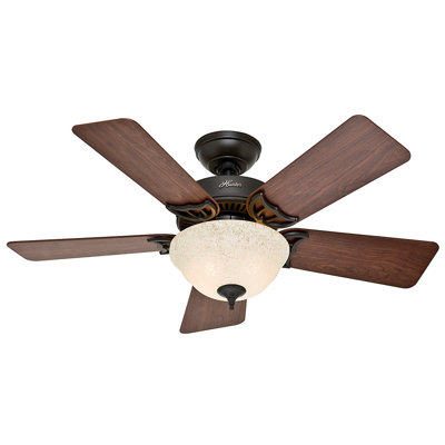 42 The Kensington 5 Blade Ceiling Fan Finish: Bronze with Dark Cherry/Medium Oak Blades image