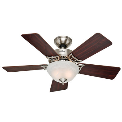 42 The Kensington 5 Blade Ceiling Fan Finish: Brushed Nickel with Cherry/Maple Blades image