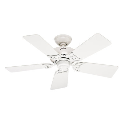 42 Hudson 5 Blade Ceiling Fan Finish: White with White/Light Oak Blades image