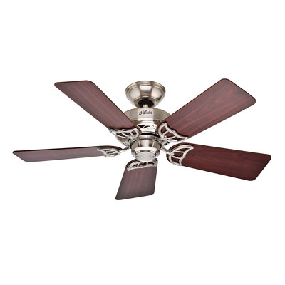 42 Hudson 5 Blade Ceiling Fan Finish: Brushed Nickel with Cherry/Maple Blades image