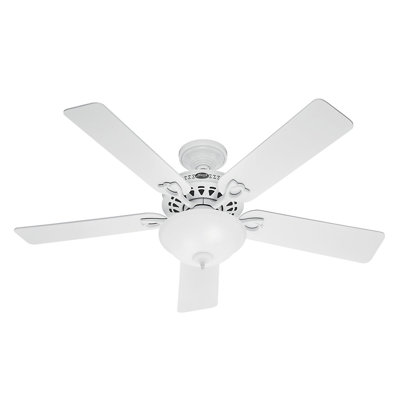 52 The Astoria 5 Blade Ceiling Fan Finish: White with White/Light Oak Blades image