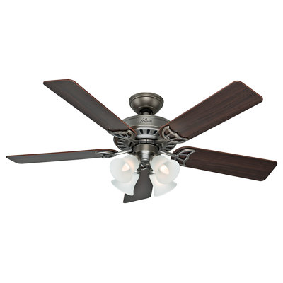 52 Studio Series 5 Blade Ceiling Fan Finish: Antique Pewter with Dark Cherry/Light Cherry Blade image
