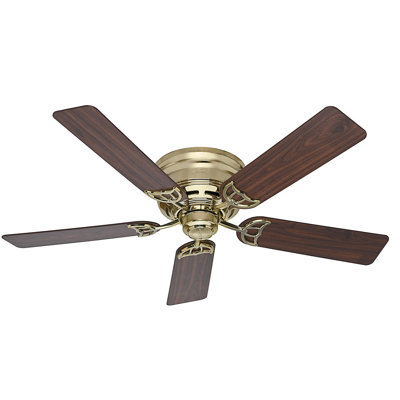 52 Low Profile III 5 Blade Ceiling Fan Finish: Bright Brass with Walnut/Medium Oak Blades image