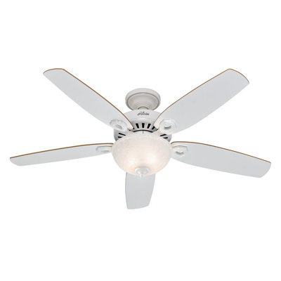 52 Builder Deluxe 5 Blade Ceiling Fan Finish: White with Beech/White Blades image