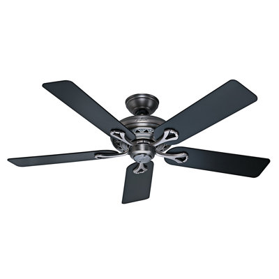 52 The Savoy 5 Blade Ceiling Fan Finish: Antique Pewter with Black/Cherry Blades image