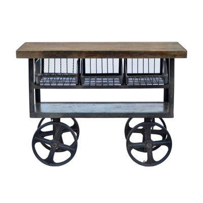 Industrial Kitchen Island with Mango Top