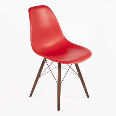 Side Chair Color: Red, Finish: Walnut