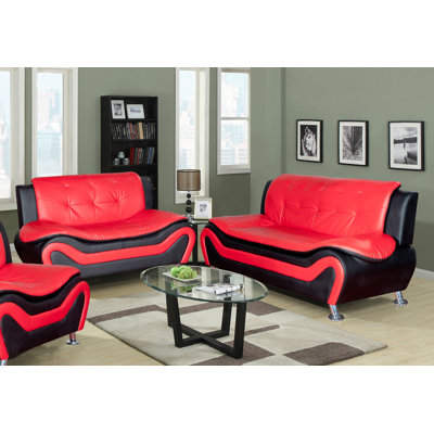 Beverly Fine Furniture F4503-2pc Linda Leather Sofa and Loveseat Set Upholstery
