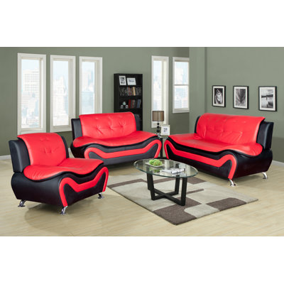 Beverly Fine Furniture F4503-3pc Linda 3 Piece Leather Living Room Set Upholstery