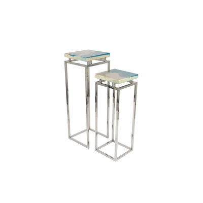 Stainless Steel/Polystone Pedestal 2 Piece Pub Table Set