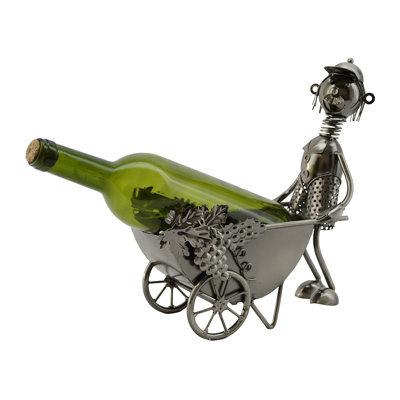 Man with Wheel Barrel 1 Bottle Tabletop Wine Rack